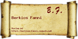 Berkics Fanni névjegykártya